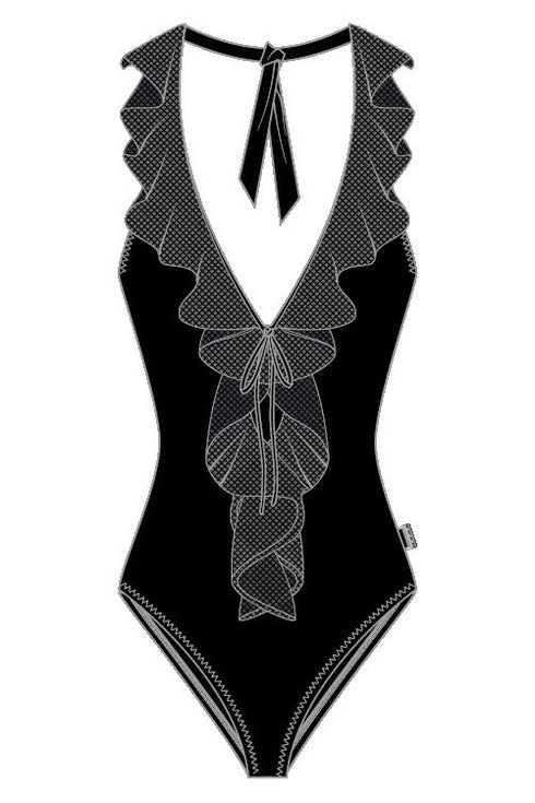 Shan Mia Plunging mesh one-piece